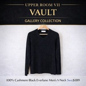 Everlane 100% Cashmere Black Men's V-Neck Sweater -